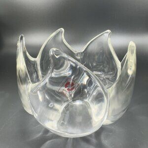 Vintage Vetreria Etrusca Italian Clear Glass Dish Bowl Centerpiece W Sticker VTG